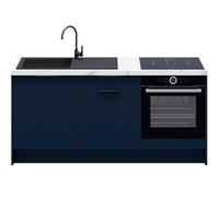 HOMIFAB Meubles Bas de Cuisine - L. 185 cm - Bleu Marine - Luzia
