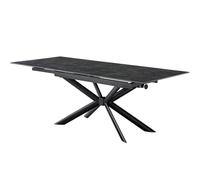 HOMIFAB Table à Manger rectangulaire Extensible 6/10 pers. en céramique Gris Anthracite et piètement Noir 160/290x90 cm - Vik