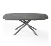 HOMIFAB Table à Manger rectangulaire Extensible 6/8 pers. en céramique Gris Anthracite et piètement Noir 130/190x90 cm - Disko