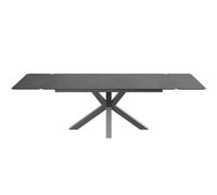 HOMIFAB Table à Manger rectangulaire Extensible 8/10 pers. en céramique Gris Anthracite et piètement Noir 180/260x100 cm - Stromboli