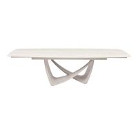 HOMIFAB Table à Manger rectangulaire Extensible 8/12 pers. en céramique Effet Travertin et piètement Blanc 200/300x100 cm - Thule