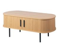 HOMIFAB Table Basse Ovale 2 Portes Effet Chêne 90 cm - Sora