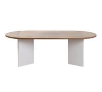 HOMIFAB Table Basse Ovale Effet Noyer et piètement Blanc 119 cm - Orane