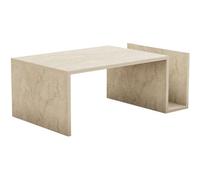 HOMIFAB Table Basse rectangulaire 2 niches Effet Travertin 87 cm - Neris