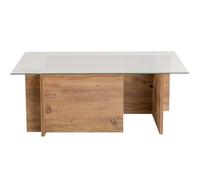 HOMIFAB Table Basse rectangulaire Effet Bois et Verre 105 cm - Kael