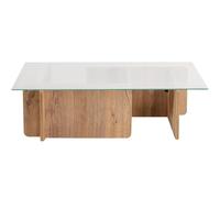 HOMIFAB Table Basse rectangulaire Effet Bois et Verre 105 cm - Naelis