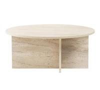 HOMIFAB Table Basse Ronde Effet Travertin Ø90 cm - Zelis