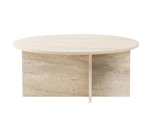 HOMIFAB Table Basse Ronde Effet Travertin Ø90 cm - Zelis