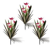 Homight Plante d'agave en métal Décoration extérieure Lys mexicain Jardin Art Jardin Cadeau - 3 grands lys rouges