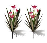 Homight Plante d'agave en métal pour décoration extérieure de jardin - Lys mexicain - Décoration de jardin - Cadeau décoratif (2 grands lys rouges)