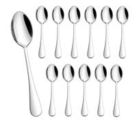 Homikit Lot de 12 cuillères à café en acier inoxydable poli - 13,5 cm - Petites cuillères pour la maison, le restaurant, l'hôtel, le café - Poignées rondes et brillantes - Passe au lave-vaisselle