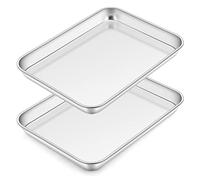 Homikit Lot de 2 mini plaques de cuisson en acier inoxydable - Rectangulaire - Pour la cuisson, la friture, le service - Passe au lave-vaisselle - 23,8 x 17,8 x 2,5 cm