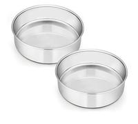 Homikit Lot de 2 moules à gâteau, ronds, en acier inoxydable, 16 cm, sains et non toxiques, polis brillants, faciles à nettoyer et passent au lave-vaisselle