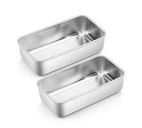 Homikit Lot de 2 moules à pain rectangulaires en acier inoxydable pour pain, gâteau, toast, sain, facile à nettoyer et passe au lave-vaisselle, 23,5 x 12,6 x 6 cm