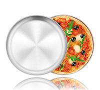 Homikit Lot de 2 Plaques à Pizza en Acier Inoxydable, Rond, 26 cm, Plaque de Cuisson pour Pizza