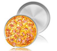 Homikit Lot de 2 plaques à pizza, rondes, en acier inoxydable, 30 cm, pour la cuisson au four, saine et durable, facile à nettoyer et passe au lave-vaisselle