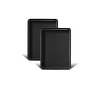 Homikit Lot de 2 plaques de cuisson rectangulaires en acier au carbone anti-adhésif - 26,5 x 20,5 x 2,5 cm - Non toxique - Inoxydable et facile à nettoyer