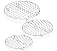 Homikit Lot de 3 grilles de refroidissement rondes en acier inoxydable pour la cuisson, le refroidissement à la vapeur, 19/23/27 cm, saine et durable, passe au four et au lave-vaisselle
