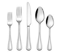 Homikit Lot de 30 couverts pour 6 personnes - En acier inoxydable poli - Couverts avec couteau/fourchette/cuillère - Pour la maison, la cuisine, le restaurant, le bord perlé - Passe au lave-vaisselle