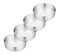 Homikit Lot de 4 moules à gâteau ronds en acier inoxydable - Sain et non toxique - Poli brillant et étanche - Passe au lave-vaisselle - Diamètre : 16 cm