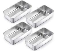 Homikit Lot de 4 moules à pain rectangulaires en acier inoxydable pour pain, gâteau, toast, sain, facile à nettoyer et passe au lave-vaisselle, 23,5 x 12,6 x 6 cm