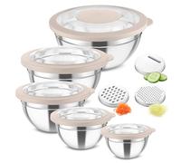 Homikit Lot de 5 bols mélangeurs avec 3 râpes (5, kaki)