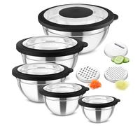 Homikit Lot de 5 bols mélangeurs avec 3 râpes (5, noir)