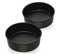 Homikit Lot de moules à gâteau ronds en acier inoxydable de 20 cm, profondeur de 7 cm, avec revêtement anti-adhésif, sain et non toxique, facile à nettoyer