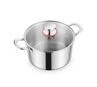 Homikit Marmite à soupe en acier inoxydable 3 couches de 20 cm, avec couvercle en verre, 3,3 l, pour tous les types de feux, acier inoxydable poli et non revêtu, sain, passe au lave-vaisselle