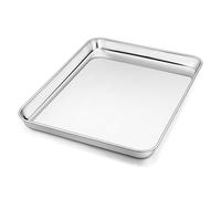 Homikit Plaque de Cuisson en Acier Inoxydable, Plaque à gâteau rectangulaire, Plaque de Four pour Cuisson et rôtissage, Plaque de Four polie Miroir, Lavable au Lave-Vaisselle, 31,5 * 24,6 * 2,5 cm