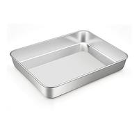 Homikit Plaque de Cuisson Rectangulaire en Acier Inoxydable, 31.5 x 24.8 x 5 cm Four Plaque à Patisserie Petit Plat Four Pour Cuire et Griller, Servir des aliments, Passe au Lave-Vaisselle
