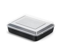 Homikit Plaque de cuisson rectangulaire en acier inoxydable, plat à four rectangulaire avec couvercle, noir antiadhésif - Moule à gâteau, lasagne brownie au four, sain et facile à nettoyer - 26,5 x