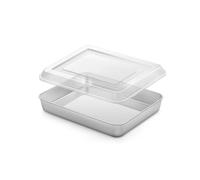 Homikit Plaque de cuisson, rectangulaire, petite, en acier inoxydable, profonde, avec couvercle hermétique, pour la cuisson, 23,8 x 18 x 5 cm, facile à nettoyer et passe au lave-vaisselle