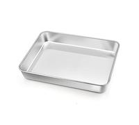 Homikit Plat Four Rectangulaire en Acier Inoxydable, 24 x 18 x 5cm Plaque de Cuisson Plaque à Patisserie, Petit Plat de Four Pour Cuire et Griller, Servir des aliments, Passe au Lave-Vaisselle