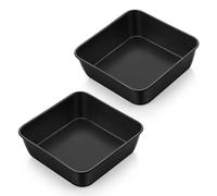 Homikit Set de 2 Moule à Gâteau Carré, 15.9 x 15.9 x 5cm Noir Plat Four en Acier Inoxydable avec Revêtement Antiadhésif, Petit Plat Pour Four pour Gâteaux/Lasagnes/Soufflés, Facile à Nettoy