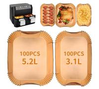 HOMIKLSA 200 Feuilles Papier Cuisson pour Friteuse Sans Huil Double Panier 5.5L-8.3L, Compatible Modèles 3000/5.2L/3.1L/3.5L, Antiadhésif Réutilisable (200 Pièces)