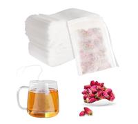 HOMIKLSA 300 Pièces Sachets Filtre à Thé en Vrac 7x9 cm avec Cordon, Auto-Remplissage pour Thés aux Fruits/Épices/Vanille/Lavande/Café, Sans BPA (Filtres Réutilisables)