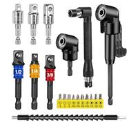 HOMIKLSA Kit de 20 pièces d'accessoires d'angle à 105° pour tournevis, accessoire d'angle avec rallonge, accessoires pour tournevis sans fil, arbre flexible pour perceuse angulaire électrique
