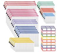 HOMIKLSA Lot de 32 pochettes à fermeture éclair transparentes - Format A4 + A5 + A6 - En maille imperméable - Pour documents, reçus, papier d'examen (multicolore, 8 tailles)