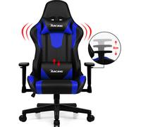 Homimaster Chaise Gaming Ergonomique avec Coussin Lombaire Réglable, Appui-tête et Accoudoirs, Chaise de Jeu Rembourrée, Fonction Bascule, Capacité 150 kg, Bleu