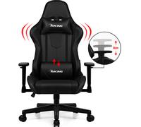 Homimaster Chaise gaming ergonomique avec coussin lombaire réglable, appuie-tête et accoudoirs, rembourrée, fonction bascule, capacité 150 kg, noir