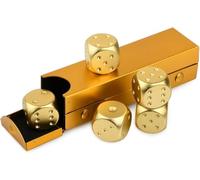 Hominas Dés en Alliage D'aluminium, 5 Pièces Dés en Métal Portables Table Jeu Jeux De Poker Dés Set Or pour Boire Un Jeu De Fête