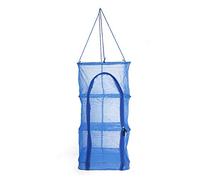 Hominas Foldable Hanging Drying Net Rack 4 Layers Mesh Zipper Opening Durable Nylon Steel Wire for Vegetables Herbs Fish Meat Clothes Blue 35x35x65cm
