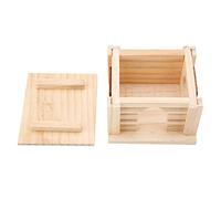 Hominas Maison de Hamster en Bois Naturel à Dessus Plat, cabane à Rats, Cage à Souris pour Petits Animaux de Compagnie dans Une boîte de Rangement 10,4 x 8,9 x 7,1 cm