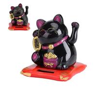 Hominas Maneki Neko Solar Powered De Chat, Mini Lucky Cat Chanceux Chat Porte Bonheur pour La Décoration De Bureau e La Voiture, Noir