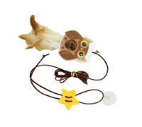Hominas String Cat Toy Hanging Door Feather Toy Elastic Retractable Cat Attractive Teaser Toy with Catmint Ball Soft Safe Material Adjustable Hook for Indoor Play Exercise (Chouette)