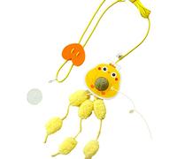 Hominas String Cat Toy Hanging Door Feather Toy Elastic Retractable Cat Attractive Teaser Toy with Catmint Ball Soft Safe Material Adjustable Hook for Indoor Play Exercise (Petit Poulet Jaune)