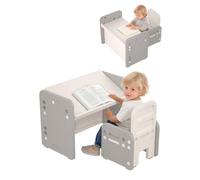 Hominewti Table Enfant avec Chaise, Ensemble Table et Chaises pour Enfants Réglables en Hauteur, Bureau Convertible, Multifonctions pour Lire, Écrire, Dessiner et Manger, Gris