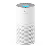 Homintell Purificateur d'air avec CADR 150 m³/h, 3 vitesses, filtres, minuterie, commandes tactiles, éclairage, pour pièces jusqu'à 18 m² - Blanc
