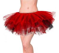 Homipooty Tutus pour femme - Jupe tutu élastique à 6 couches en tulle pour danse et ballet - Jupes tutu pour femme - Jupon pour déguisement de fête d'Halloween, noir/rouge, Taille Unique